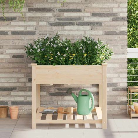 Garten-Pflanzgefäß mit Regal Beige 90 x 90 x 76,5 cm