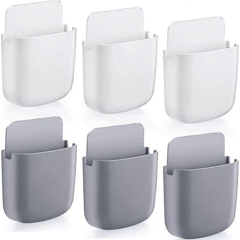 Set mit 6 selbstklebenden Fernbedienungshaltern, Wandhalterung, Aufbewahrungsbox für Handy-Fernbedienungen, ideal für Büro, Zuhause und Schule (rot, gelb, schwarz). (1/5)
