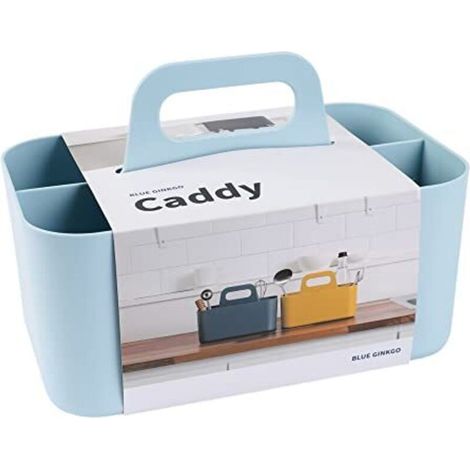 Stackable Organizer – Portable organizer, made in Korea, for bathroom, office, crafts or school supplies (Rectangular, Blue) (1/4)