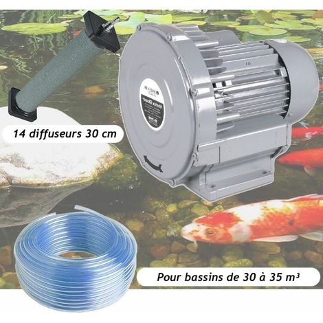 Kit Pompe à Air Vortex Turbine 30000 l/h + 14 diffuseurs 30 cm Pour Bassins De Jardin (1/5)