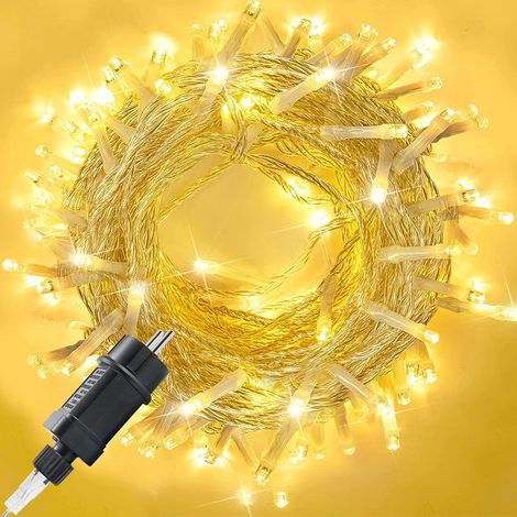 Guirlande lumineuse extérieure 100m 800 LED Guirlande lumineuse arbre de Noël avec minuterie, fonction mémoire, 8 modes, IP44 étanche pour Noël Fêtes Mariage Halloween, Blanc Chaud (1/5)