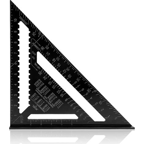 Triangle à double échelle en alliage d'aluminium de 12 pouces - Règle d'angle de charpentier (1/5)