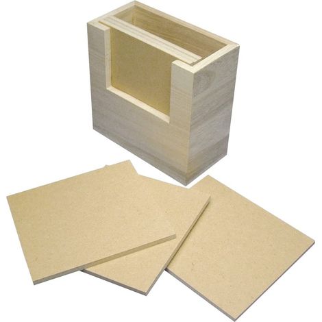 RAYHER - BOX IN LEGNO AL NATURALE CON 6SOTTOVASI DA DECORARE - 1X11,5X10,5XCM 6X12X6X12CM