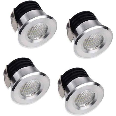 Lot de 4 mini spots LED encastrables, 3 W, blanc chaud, pour vitrine, station d'intérieur, éclairage de plaque de plâtre, avec transformateur [Classe énergétique A++] (1/5)