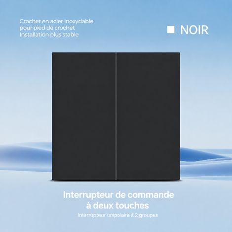 Interrupteur mural double simple allumage grand panneau ultra-fin type 86 en PC réf 3094 300 g – Livraison gratuite