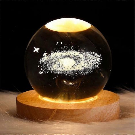Lampe de chevet veilleuse boule de cristal galaxie 3D avec support - Cadeau de Noël - XinHan[D] (1/2)