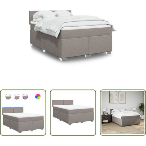 Matelas à ressorts ensachés - Sommier à lattes de lit avec matelas Taupe 140x190 cm Tissu (1/5)