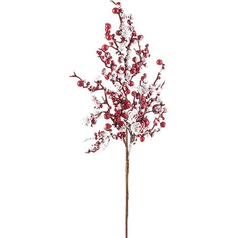 Decorazione natalizia rametto bacche rosse cm 45