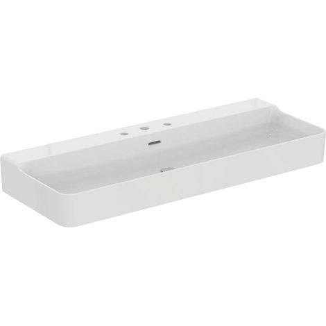 Lavabo CONCA 1200x450x165mm bianco 3 fori rubinetteria, con troppopieno IDEAL STANDARD (1/5)