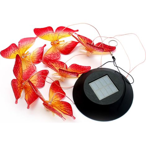 Lampe carillon solaire à changement de couleur, motif papillon, éclairage à panneau solaire pour jardin et rue (1/5)