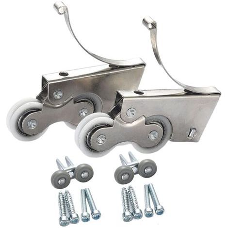 Poulie silencieuse en acier inoxydable/alliage de titane, deux roues pour portes de placard coulissantes (2 paires) (1/5)