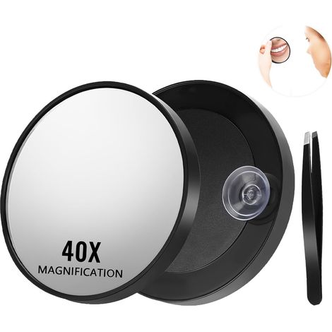 Miroir grossissant rond 9×9 cm avec ventouse, montage mural, plastique minimaliste, salle de bain, 1 unité (1/5)