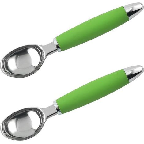 Paletta per gelato in acciaio inox a 2 pezzi, paletta in metallo per gelato, paletta per frutta con manico in gomma antiscivolo per uso quotidiano (1/5)