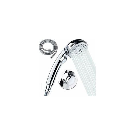 Douchette à main avec 5 réglages, haute pression, bouton pause et flexible, pour une utilisation quotidienne dans la salle de bain.-AquaForge (1/5)