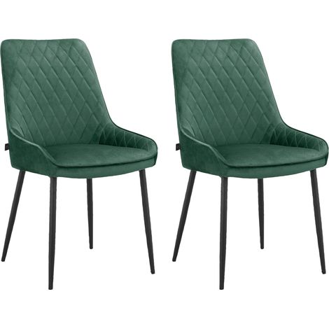 Maya-Lot de 2 chaises de salle à manger vert foncé (1/5)