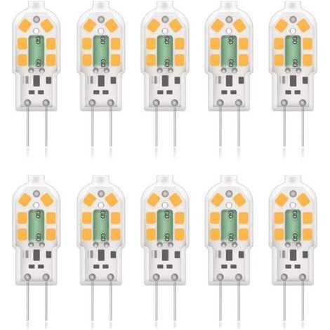 Lampadina LED G4 da 2W, equivalente a una lampadina alogena da 20W, luce bianca calda 3000K, 200 lm, 12x SMD, 12V AC/DC - Confezione da 10 [Classe energetica A+] (1/4)