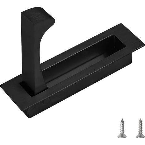 Poignée de tirage encastrée pour porte, poignée de porte de poche en acier inoxydable brossée pour placard (Noir) (1/5)