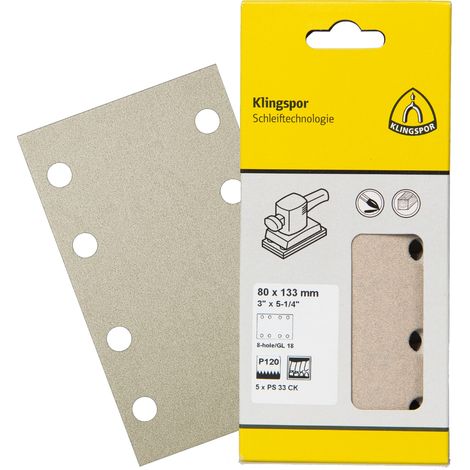 Klingspor PS 33 CK Streifen kletthaftend, 93 x 178 mm Korn 80 Lochform GL17, SB-verpackt im Reiter 5 Stk (1/2)
