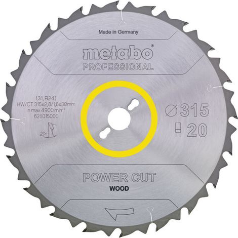 METABO Sägeblatt "power cut wood - professional", 315x2,8/1,8x30, Z20 FZ 22° (628015000) (1/3)