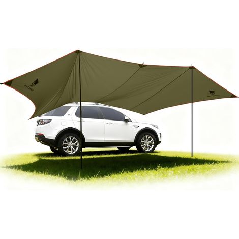 3,5 x 5,8 m Store Auto Voile d'Ombre, Etanche 3000 mm Grand Auvent Latéral Auto avec 2 Bâtons, Toit Anti-Solaire Hydrofuge pour Camping Auto, caravanes, Camping Car, Auvent Fourgon (1/5)