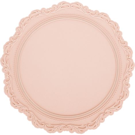 Set de table rond en silicone épais de style nordique, antidérapant, isolant thermique, pour cuisine maison, rose. (1/5)