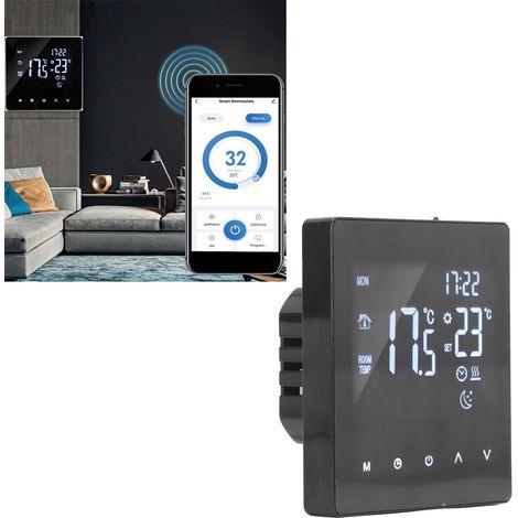 Thermostat intelligent à écran tactile entièrement noir pour chauffage au sol, AC 90-240VK2MRH3A-WIFI, adapté aux chauffe-eau/chaudières. (1/5)