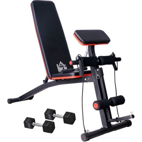 Adjustable Reclined Dumbbell Bench Weight Lifting Set Folding Sit Up Ab Bench Home Training Gym Multiuse Workout Exercise Fitness with 2 x 4kg Dumbbells