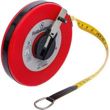 Bgs Technic – Mètre ruban en fibre de verre 20 mètres – Largeur 12,5 mm – Résistant à l'abrasion et aux intempéries – Manivelle rétractable