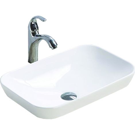 Vasque à encastrer Silla, lavabo salle de bain en céramique 51,5x34x15,5 cm, design moderne, installation facile, Blanc