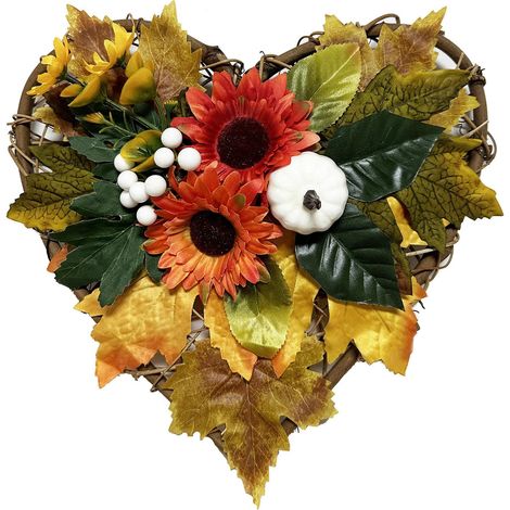 Guirlande En Forme De Coeur - Couronne Artificielle Automne - Décoration Porte D'Entrée Cheminée Cadre Foyer - 30 Cm - 1 Pièce (1/2)