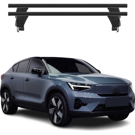 OMAC Dachträger Querträger Alu für Volvo C40 Recharge 2022-2026 – Abschließbar – T-Nut – City-Crash-getestet – Max. 50 kg Schwarz (1/5)
