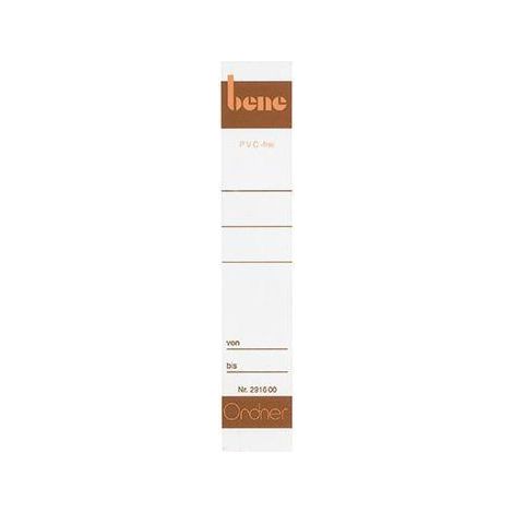 BENE Rückenschild Bene schmal/kurz 29 x 153 mm (B x H) weiß 10 St./Pack. (1/3)