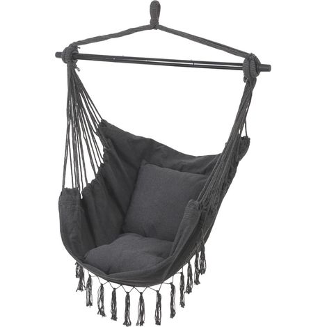 Dark Grey Garden Hanging Canvas Hammock Swing Chair