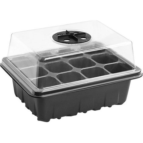 Maceta para semilleros, Kit para semilleros, Maceta para semilleros, Reutilizable, Kit para semilleros de invernadero, Negro, 12 compartimentos (1/5)