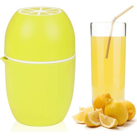 Presse Agrume Manuel Presse Citron, Forme de Citron Presse Fruit Manuel à Double Usage, Pressoir a Fruit pour Citrons/Limes/Oranges/Orange/Pamplemousse - Jaune (1/5)