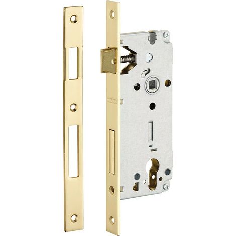 Thirard – Coffre de serrure encastrable à cylindre pour porte d'entrée – Acier embouti – Axe 45mm – Demi-tour réversible – Têtière carrée (1/2)