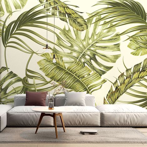 Papier peint panoramique - Feuilles tropicales - 130 cm x 84 cm (1/4)