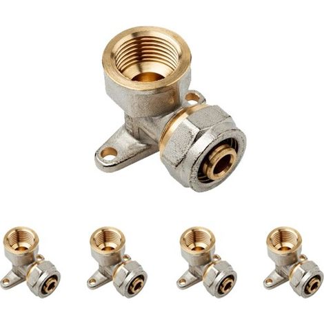 5 Stück Winkel mit 1/2'' Halterung für Mehrschicht Kompressionsrohr 20mm, ohne dass eine Crimpmaschine erforderlich ist, grau