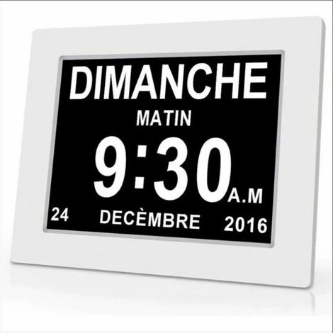 Horloge calendrier numérique pour grands-parents et enfants-Blanc 7 pouces avec date et heure, rappel de prise de médicaments monobloc - 204/143/24 mm (1/5)