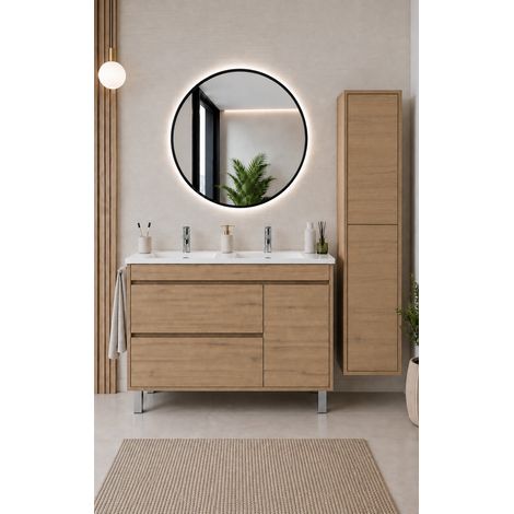 Meuble de salle de bain avec vasque ORIGENBATH CAPRERA sans miroir 120x45 cm double vasque estepa avec colonne (1/5)