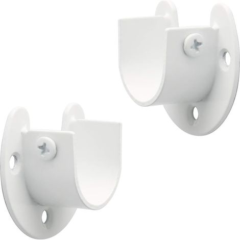 Support Tringle Rideaux Support Barre Penderie en Acier Inoxydable, Réglable Fixation Attache Tringle Rideau pour Tige de 25mm de Diamètre, Blanc, EFL8001UW-2P