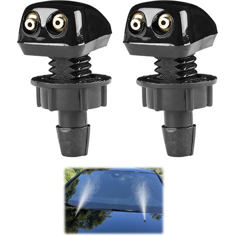 Gicleu Lave Glace, 2 pièces Buses De Lave-Glace pou Avant Voitue, Gicleu De Lave-Glace, Buse De Lave-Glace, Buses De Lave-Glace, pou Pièces Automobiles avec Inteface de 8 mm, Noi. (1/4)