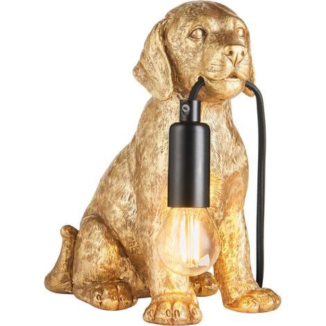 Lampe de table en résine chien doré vintage E14 Endon (1/5)