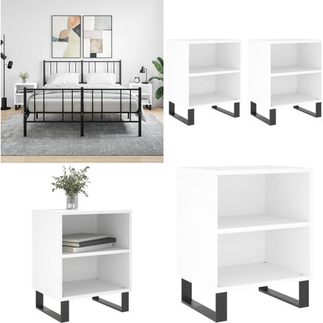 Nachttische 2 Stk. Weiß 40x30x50 cm Holzwerkstoff - Nachtschränke - Wohnzimmer Dekoration - Beistelltisch - Holz Sideboard - Kommoden - Home & Living (1/5)