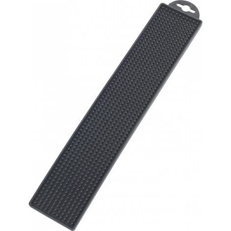Alfombrilla fina negra para escurrir platos, fabricada en silicona flexible, 50,5 x 8 x 1 cm.