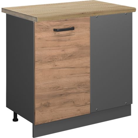 Eckunterschrank R-Line, Goldkraft Eiche, 86 cm, AP Eiche, Vicco
