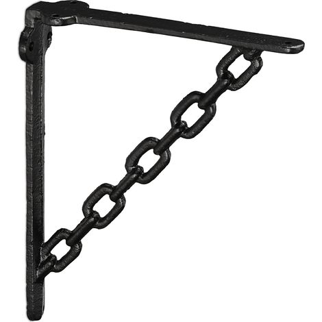 Set di 2 staffe per mensole decorative da parete 18 x 4 x 21,5 cm stile industriale vintage in ghisa nera 130009187