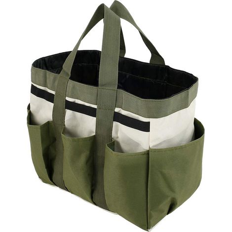 Sac à outils de jardin, sac de rangement fourre-tout de jardin avec 8 poches, organiseur d'outils de maison, sac à outils de jardin, sac à outils de jardinage portable multifonction avec poignées,