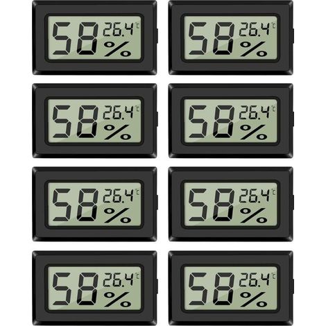 Lot de 8 mini-hygromètres thermomètres numériques – Capteur de température – Plage -50 à 70 °C – Alimentation par 2 piles bouton AG13 (1/4)