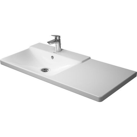 Duravit P3 Comforts mueble lavabo lavabo izquierdo con plataforma para grifo rebosadero 1050x500mm 3 orificios para grifería blanco